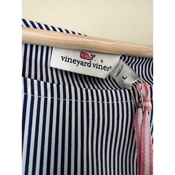 NWT Vineyard Vines Smocked Waist Striped Women's Dress Summer A-Line Large - Picture 4 of 6